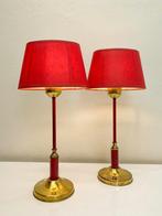 Tafellamp (2) - Elegante Vintage Tafellampen Messing en Rood, Antiek en Kunst