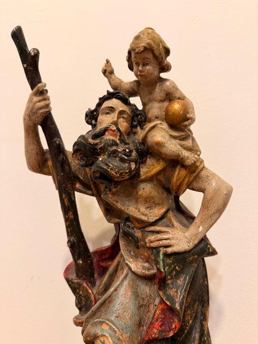 Figuur - Heiliger Christophorus mit Jesuskind - 41 cm - NO, Antiek en Kunst, Antiek | Boeken en Manuscripten