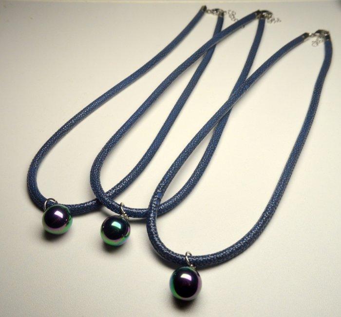 Zilver - Halsketting - Peacock Shell Pearl drie keer, Verzamelen, Mineralen en Fossielen