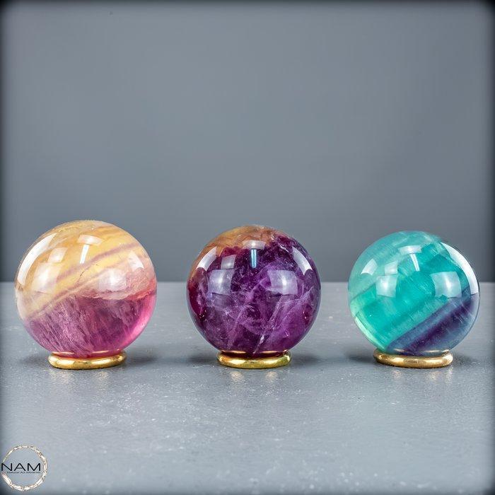 Fluorit Kugel-Set – De harmonie van kleuren in kristalvorm, Collections, Minéraux & Fossiles