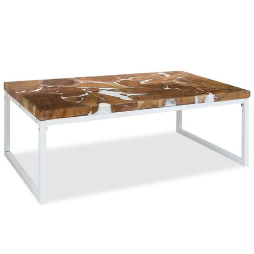 vidaXL Salontafel 110x60x40 cm teakhout en hars, Huis en Inrichting, Tafels | Salontafels, Nieuw, Verzenden
