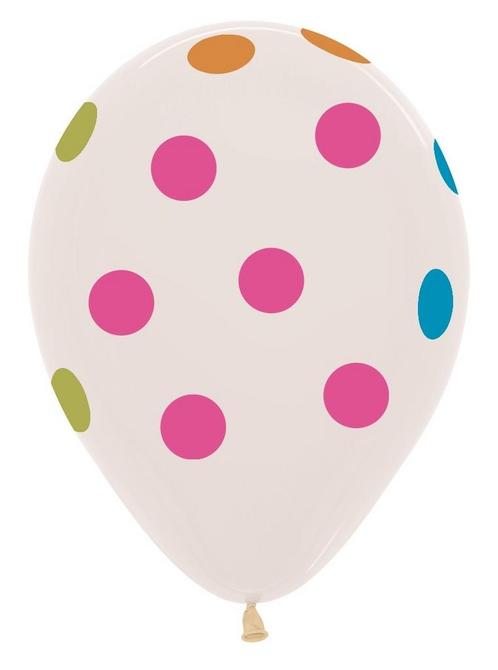 Ballonnen Neon Polka Dots Crystal Clear 30cm 25st, Hobby en Vrije tijd, Feestartikelen, Nieuw, Verzenden