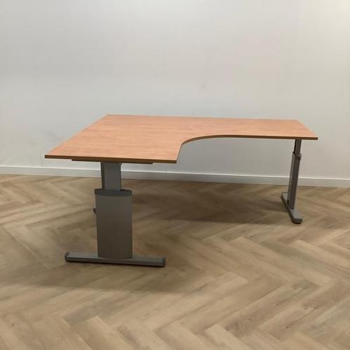 Tweedehands hoekbureau 180x160 cm, Donker beuken -  grijs, Huis en Inrichting, Bureaus, Bureau, Gebruikt