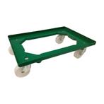Kunststof dolly groen 615x415x165 mm rubberen witte, Ophalen of Verzenden