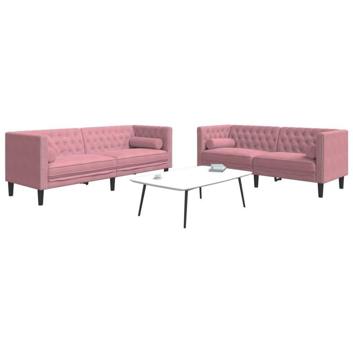 vidaXL 2-delige Loungeset Chesterfield met bolsters fluweel, Huis en Inrichting, Zetels | Zetels, Nieuw, Verzenden