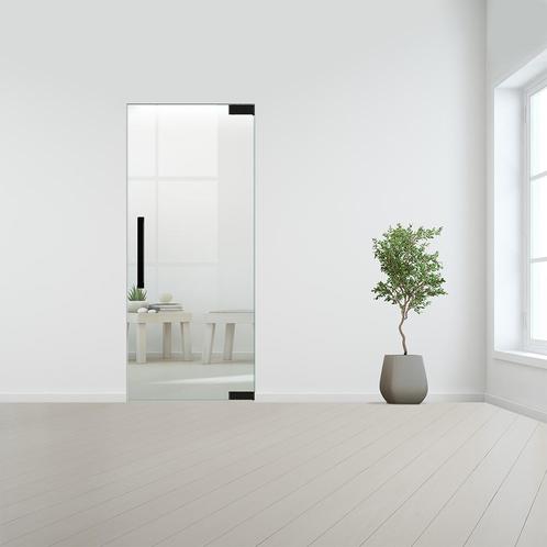 Glazen binnendeur zonder kozijn zwart beslag-Rechtsdraaiend-, Doe-het-zelf en Bouw, Glas en Ramen, Nieuw, Verzenden
