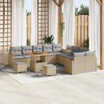 vidaXL 13-delige tuinbankset met kussens - Beige - Poly, Verzenden, Nieuw