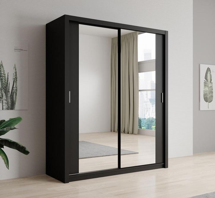 Kledingkast mat zwart 180x62x215 Kleerkast schuifdeuren, Huis en Inrichting, Kasten | Overige, Nieuw, Verzenden