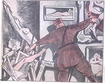 Het naakt uit de Duitse kunsthandel geweerd op spotprent beschikbaar voor biedingen