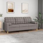 vidaXL Driezitsbank met sierkussens 180 cm stof taupe, Huis en Inrichting, Verzenden, Nieuw