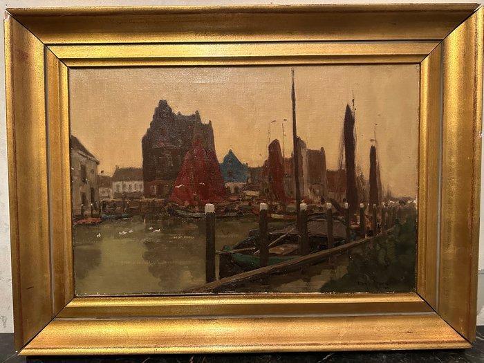 Hendrik Johannes (Henk) Leurs (1890-1956) - De haven van, Antiek en Kunst, Kunst | Schilderijen | Klassiek