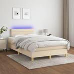 vidaXL Boxspring met matras en LED stof crèmekleurig 120x200, Verzenden, Nieuw