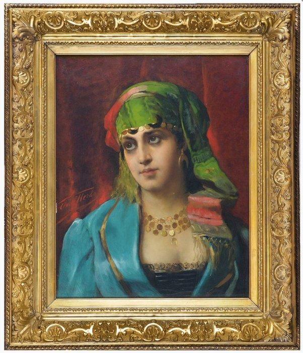 Herbo Leon (1850-1907) - The Odalisque, 19th century, Antiek en Kunst, Kunst | Schilderijen | Klassiek