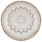 vidaXL Tapijt met print rond 210 cm gevlochten jute, Huis en Inrichting, Stoffering | Tapijten en Vloerkleden, Verzenden, Nieuw