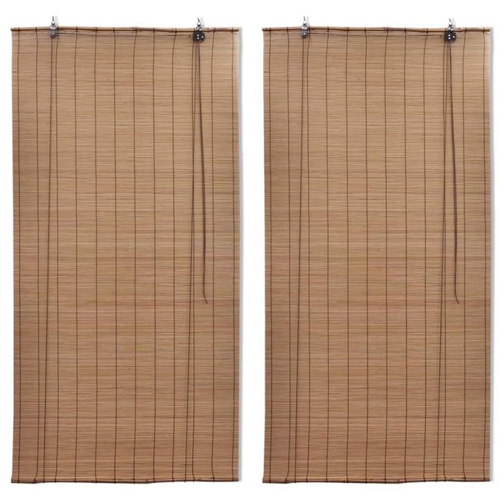 vidaXL Rolgordijnen 2 st 150x220 cm bamboe bruin, Huis en Inrichting, Stoffering | Gordijnen en Lamellen, Nieuw, Verzenden