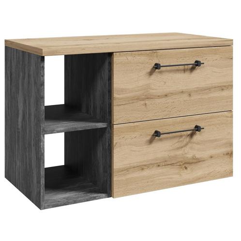 Badplaats Wastafelkast Muro 90 cm - Eiken -  met Opbergvak, Huis en Inrichting, Badkamer | Badkamermeubels, Nieuw, Verzenden