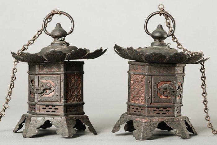 Lantaarn - Antieke hangende lantaarns (paar), zeskantig, Antiek en Kunst, Antiek | Overige Antiek