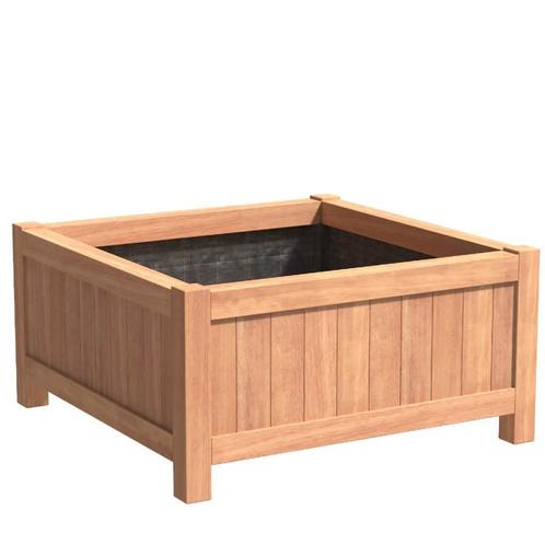 Hardhouten plantenbak Valencia 120x120x60cm - Met bodem, Tuin en Terras, Bloembakken en Plantenbakken, 60 cm of meer, 100 cm of meer