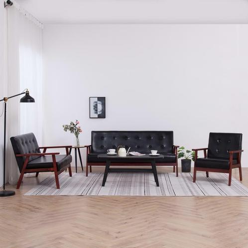 vidaXL 3-delig Bankstel kunstleer zwart, Huis en Inrichting, Zetels | Zetels, Nieuw, Verzenden