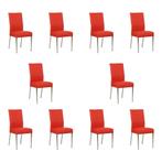 Set van 10 Leren eetkamerstoelen Real - Toledo Ferrari, Ophalen of Verzenden