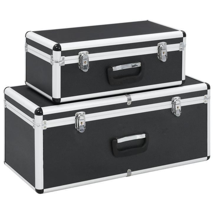 vidaXL Opbergkoffers 2 st aluminium zwart, Doe-het-zelf en Bouw, Gereedschapskisten, Nieuw, Verzenden