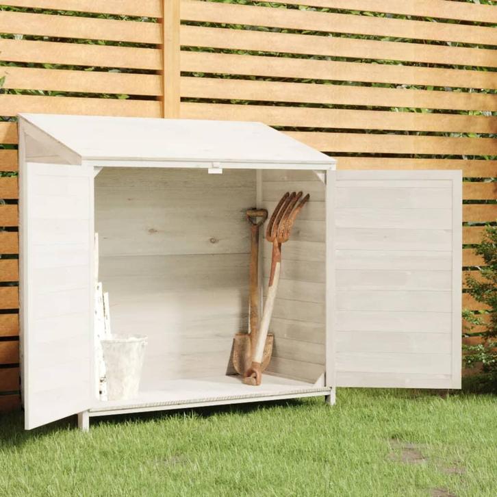 vidaXL Tuinschuur 102x52x112 cm massief vurenhout wit, Tuin en Terras, Tuinhuizen, Nieuw, Verzenden