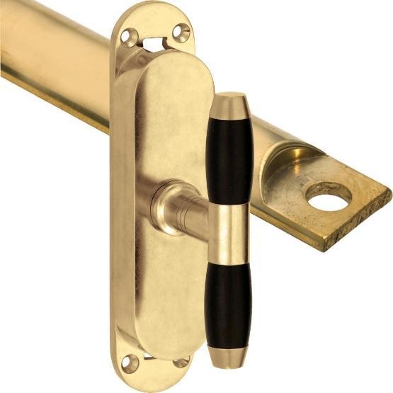 Kruk-espagnolet Ton Ebben messing antiek inclusief 1 stang, Doe-het-zelf en Bouw, Hang- en Sluitwerk, Klink of Kruk, Nieuw, Overige materialen