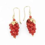 Koraal - Zilver - Oorbellen - Druiventrossen in koraal, Verzamelen