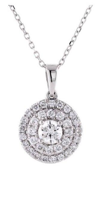 Collier avec pendentif - 18 carats Or blanc -  0.94ct. tw., Bijoux, Sacs & Beauté, Bijoux anciens