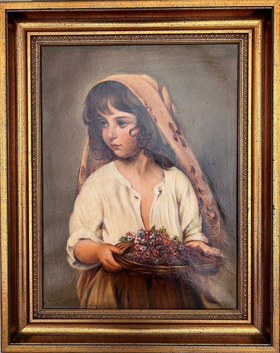 Eugen Alfons von Blaas (1843-1931), after - “Girl with, Antiek en Kunst, Kunst | Schilderijen | Klassiek