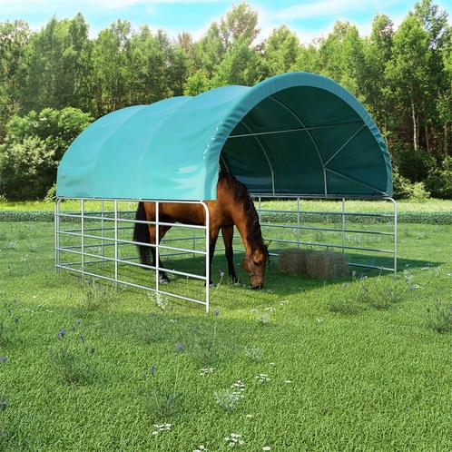 vidaXL Veetent 3,7x3,7 m PVC groen, Tuin en Terras, Partytenten, Nieuw, Verzenden