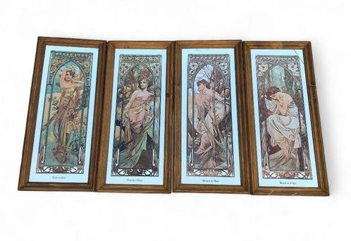 Alphonse Mucha (after) - Wandspiegel (4) - Glas, Hout - De, Antiek en Kunst, Curiosa en Brocante