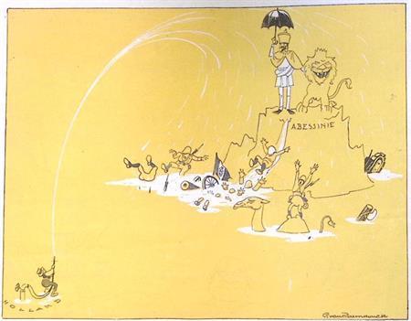 Spotprent over Veraart en de oorlog in Abyssinië (Lithos), Antiquités & Art, Art | Lithographies & Sérigraphies, Envoi