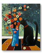 Jiel - Black le chat au bouquet champêtre.