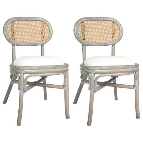 vidaXL Eetkamerstoelen 2 st linnen grijs, Huis en Inrichting, Stoelen, Nieuw, Verzenden