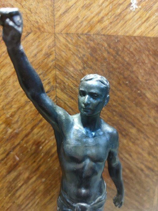 sculptuur, Personaggio eroico - 29 cm - Marmer, Metaal, Antiek en Kunst, Antiek | Keramiek en Aardewerk