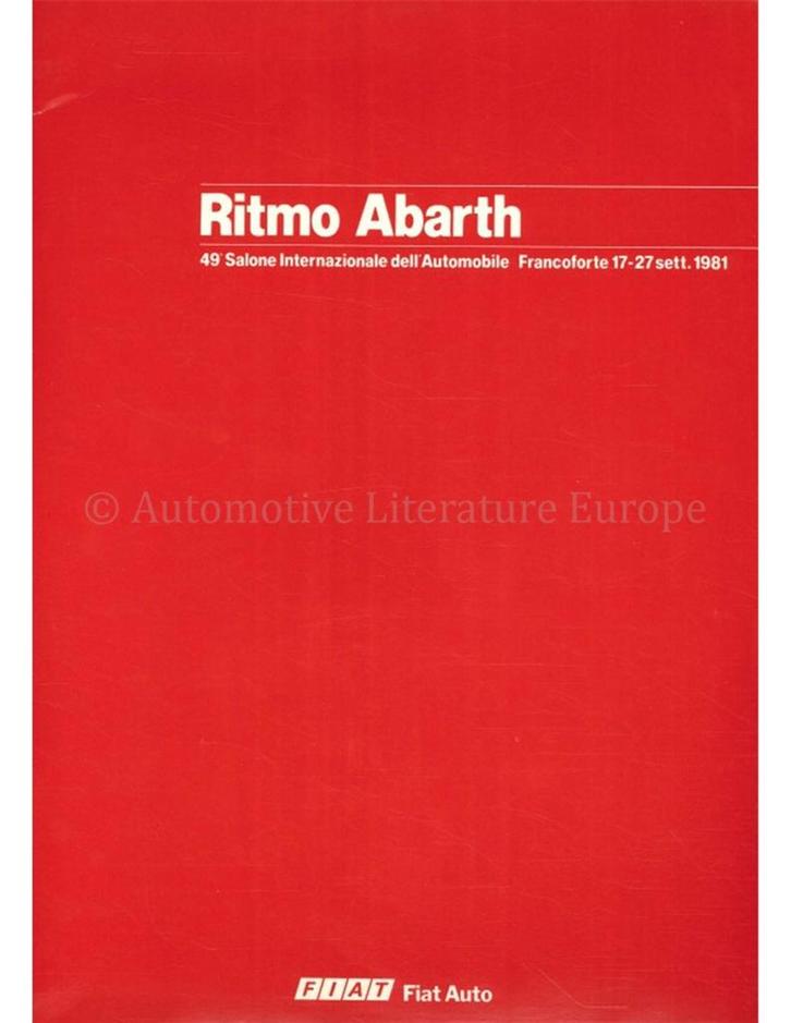 1980 FIAT RITMO ABARTH PERSMAP ITALIAANS, Boeken, Auto's | Folders en Tijdschriften
