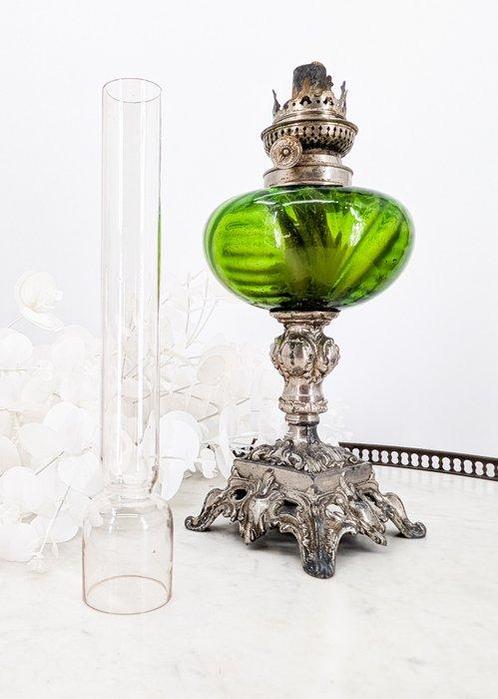 lampe pétrole toupie vert - Lampe - verre - Kosmos Bremer, Antiek en Kunst, Curiosa en Brocante