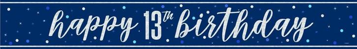 Happy Birthday Banner Blauw 13 Jaar 2,74m, Hobby & Loisirs créatifs, Articles de fête, Envoi