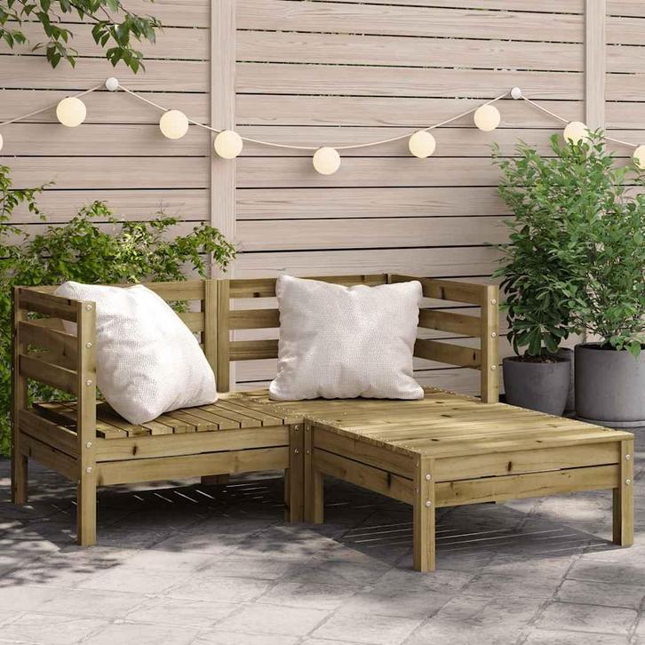 vidaXL Tuinbank 2-zits met voetenbank geïmpregneerd hout, Tuin en Terras, Tuinsets en Loungesets, Nieuw, Verzenden