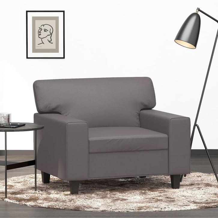 vidaXL Fauteuil 60 cm kunstleer grijs, Huis en Inrichting, Zetels | Zetels, Nieuw, Verzenden