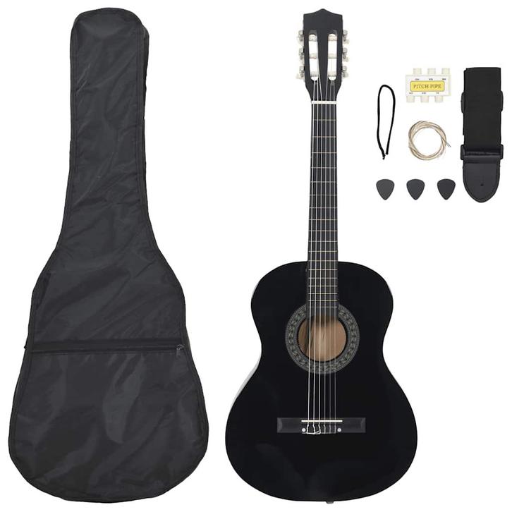 vidaXL 8-delige Gitaarset klassiek beginner 3/4 36 zwart, Musique & Instruments, Instruments à corde | Guitares | Acoustiques