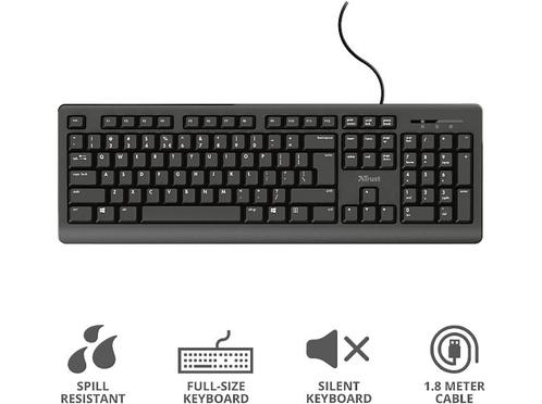 Trust -  Toetsenbord Primo Azerty Zwart, Computers en Software, Toetsenborden, Bedraad, Azerty, Nieuw, Verzenden