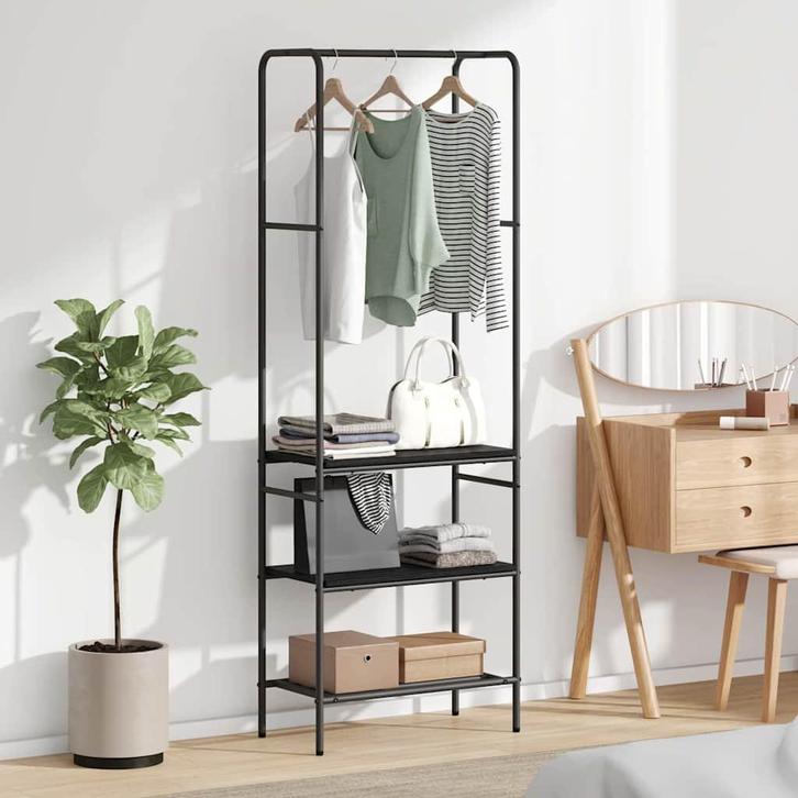 vidaXL Kledingrek met planken Anders Zwart eiken 60 x 30 x, Huis en Inrichting, Kasten | Kleerkasten, Nieuw, Verzenden