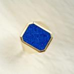 Ring - 18 karaat Geel goud Lapis lazuli - Zegelring, Handtassen en Accessoires, Ringen, Nieuw