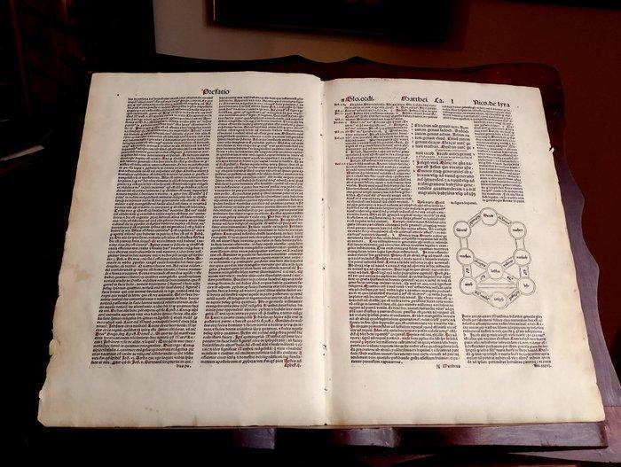 Nicolaus de Lyra - Sheet from Incunable Biblia latina, Antiek en Kunst, Antiek | Boeken en Manuscripten