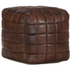 vidaXL Poef 40x40x40 cm echt geitenleer donkerbruin, Huis en Inrichting, Verzenden, Nieuw