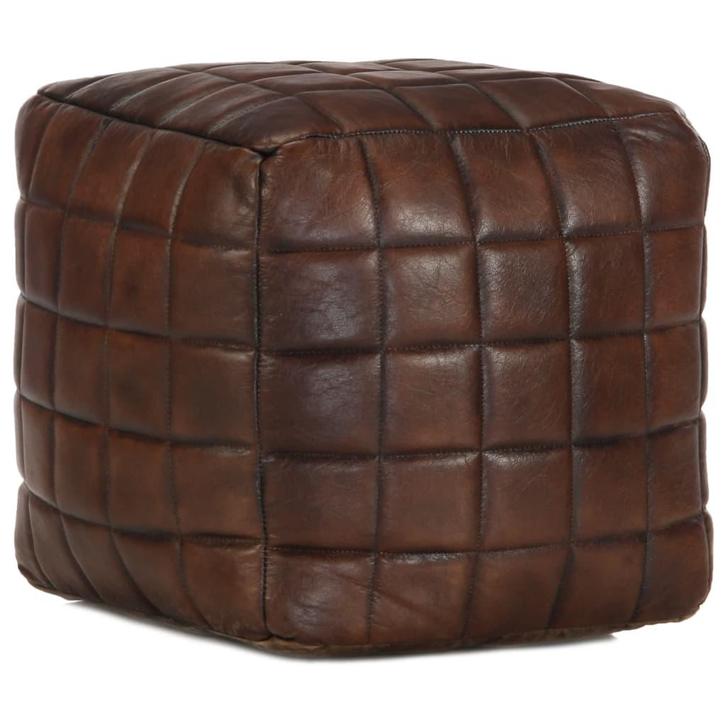 vidaXL Poef 40x40x40 cm echt geitenleer donkerbruin, Huis en Inrichting, Zetels | Voetbanken en poefs, Nieuw, Verzenden