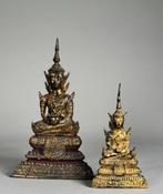 Figuur - A set of  Thailand crowned buddhas - Verguld brons, Antiek en Kunst