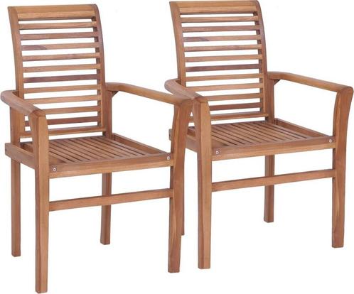 vidaXL - Eetkamerstoelen - stapelbaar - 2 - st - massief -, Caravans en Kamperen, Kampeermeubelen, Nieuw, Verzenden